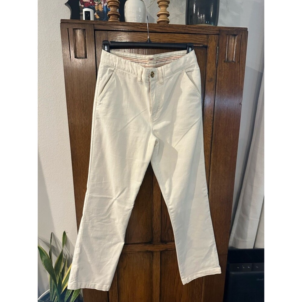 Faherty Off-White High-Rise Straight Leg Pants Organic - Picture 2 of 7